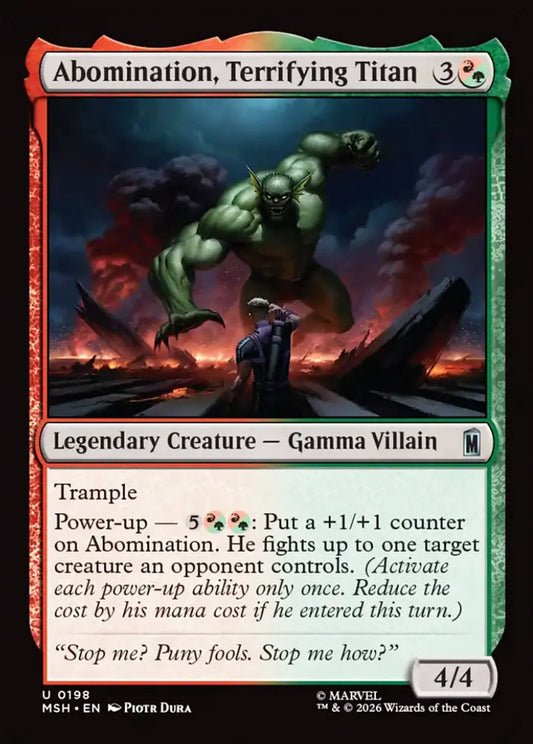 Abomination, Terrifying Titan MSH Legendary Creature Gamma Villain NM