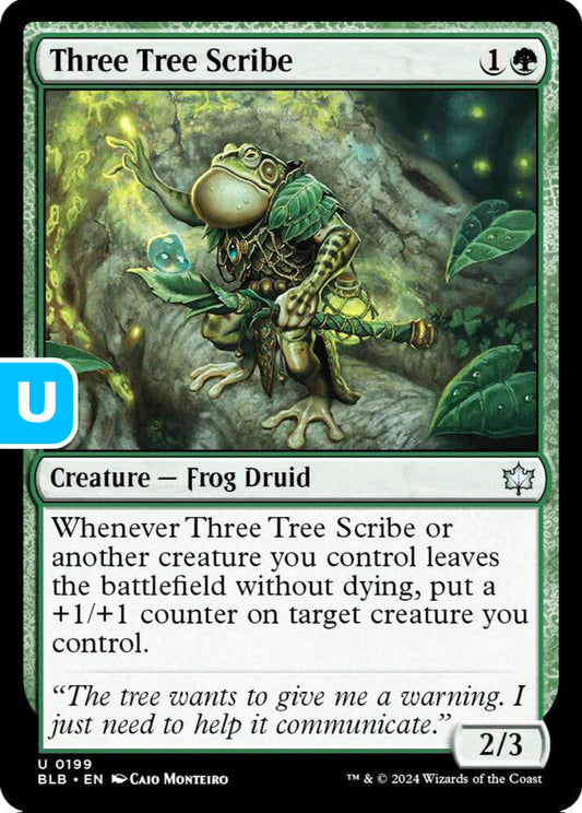 Three Tree Scribe BLB Creature Frog Druid NM