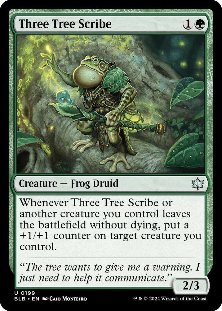Three Tree Scribe BLB Creature Frog Druid NM