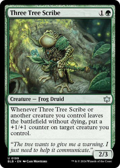 Three Tree Scribe BLB Creature Frog Druid NM
