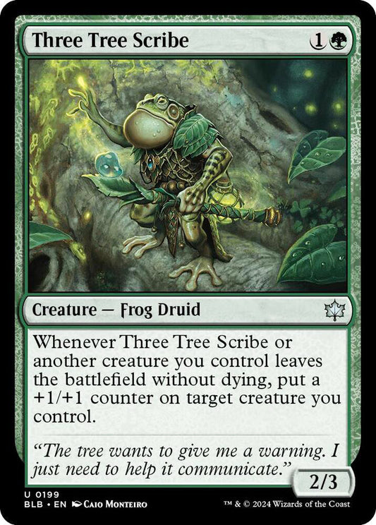 Three Tree Scribe BLB Creature Frog Druid NM