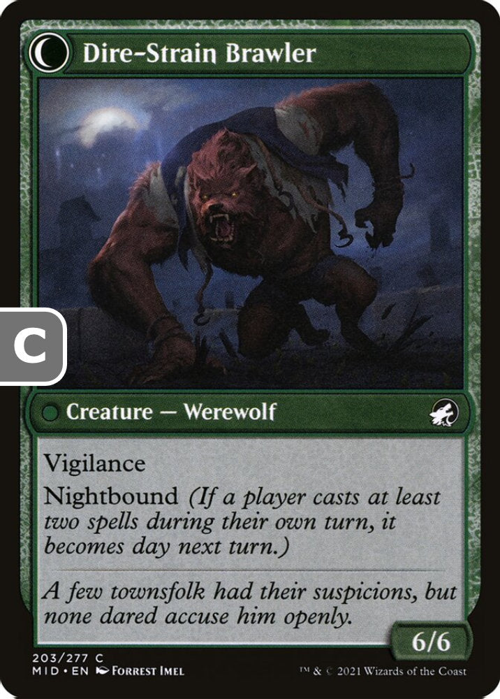 Tireless Hauler/Dire-Strain Brawler MID Creature Human Werewolf/Werewolf NM