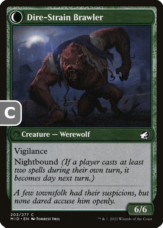 Tireless Hauler/Dire-Strain Brawler MID Creature Human Werewolf/Werewolf NM