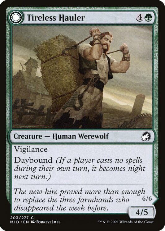 Tireless Hauler/Dire-Strain Brawler MID Creature Human Werewolf/Werewolf NM
