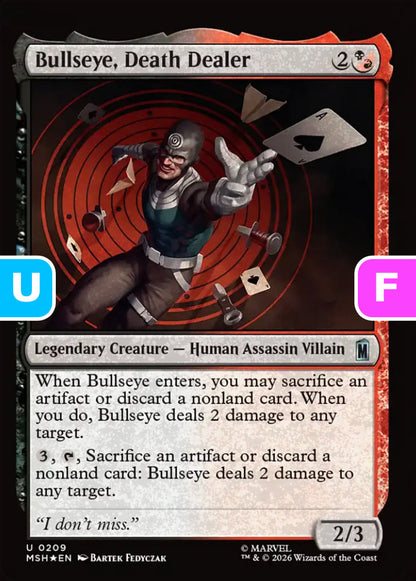 Bullseye, Death Dealer MSH Legendary Creature Human Assassin Villain *Foil* NM
