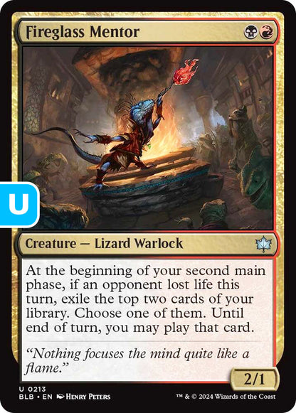 Fireglass Mentor BLB Creature Lizard Warlock NM
