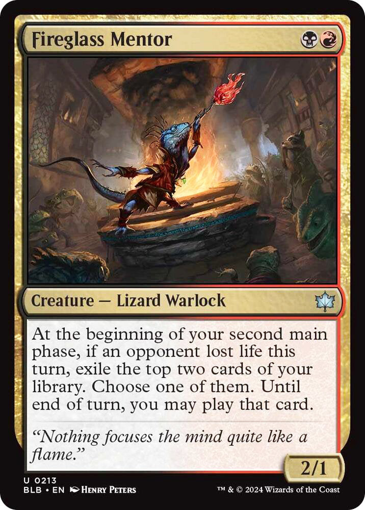 Fireglass Mentor BLB Creature Lizard Warlock NM