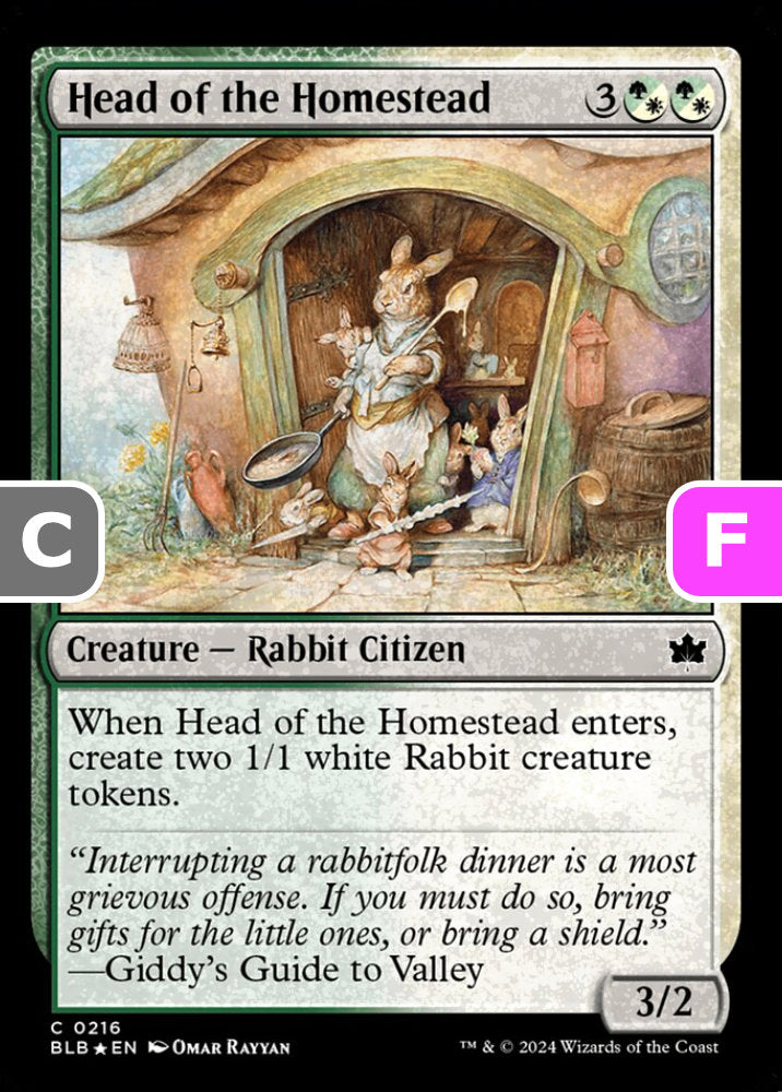 Head of the Homestead BLB Creature Rabbit Citizen *Foil* NM