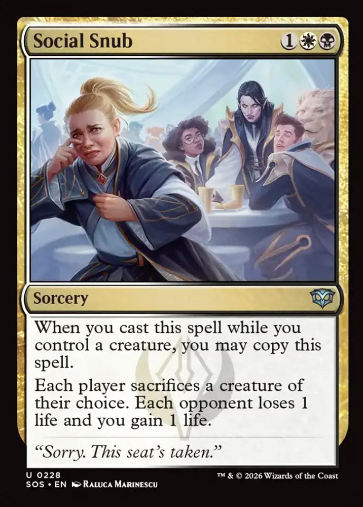 Social Snub SOS Sorcery  NM