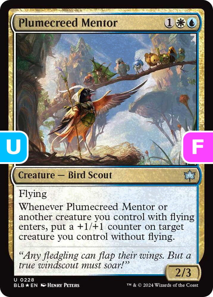 Plumecreed Mentor BLB Creature Bird Scout *Foil* NM