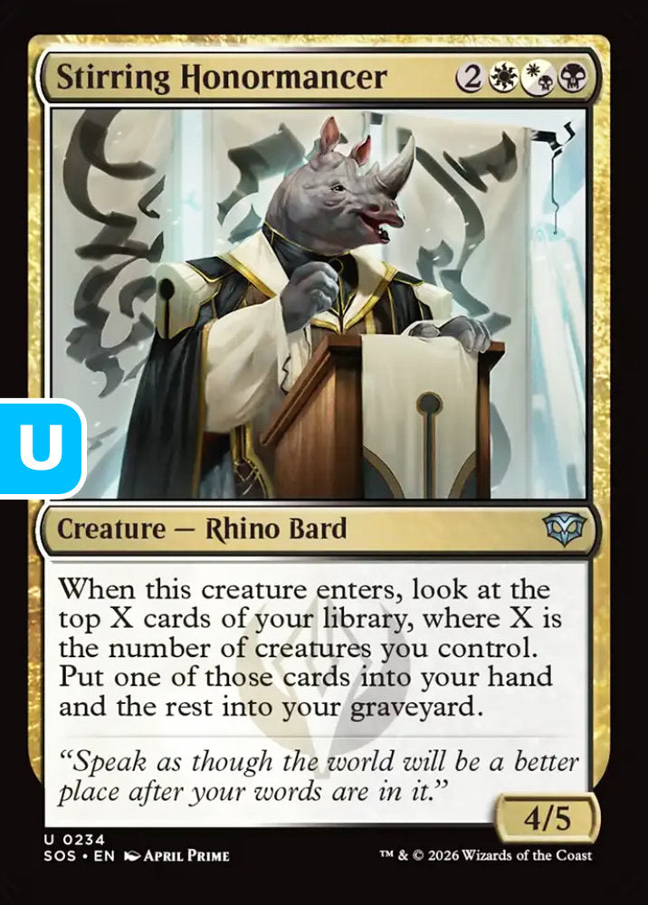 Stirring Honormancer SOS Creature Rhino Bard NM