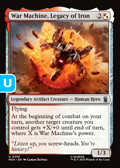 War Machine, Legacy of Iron MSH Legendary Artifact Creature Human Hero NM