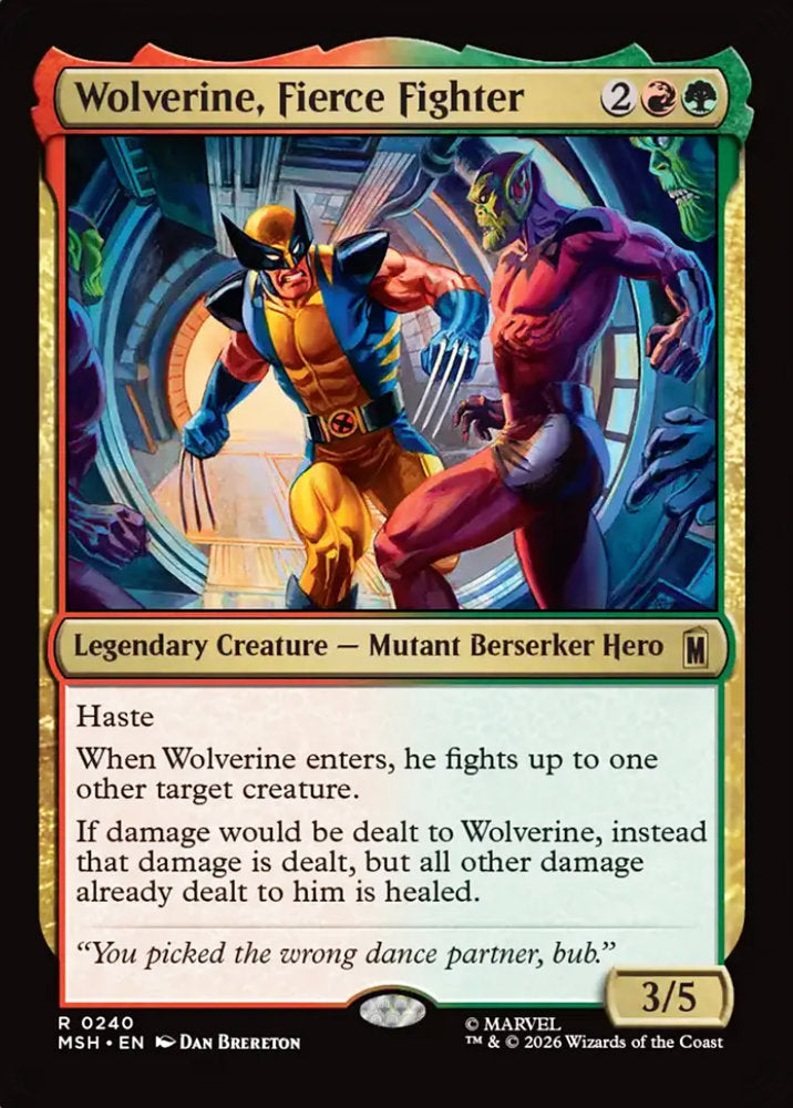 Wolverine, Fierce Fighter MSH Legendary Creature Mutant Berserker Hero NM
