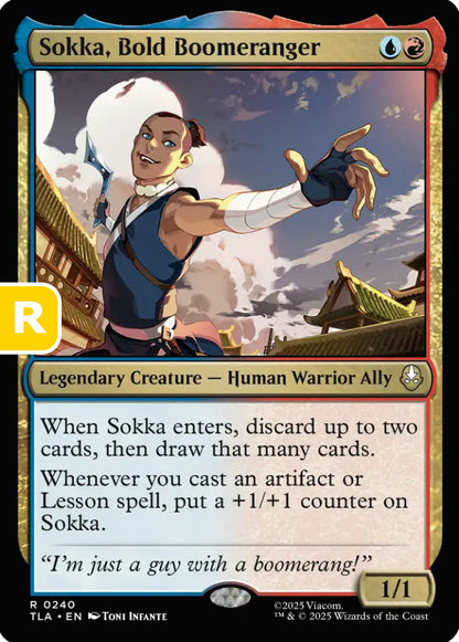 Sokka Bold Boomeranger TLA Legendary Creature Human Warrior Ally NM