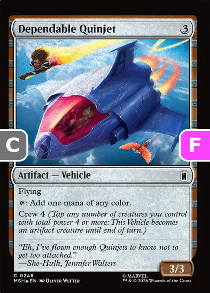 Dependable Quinjet MSH Artifact Vehicle *Foil* NM