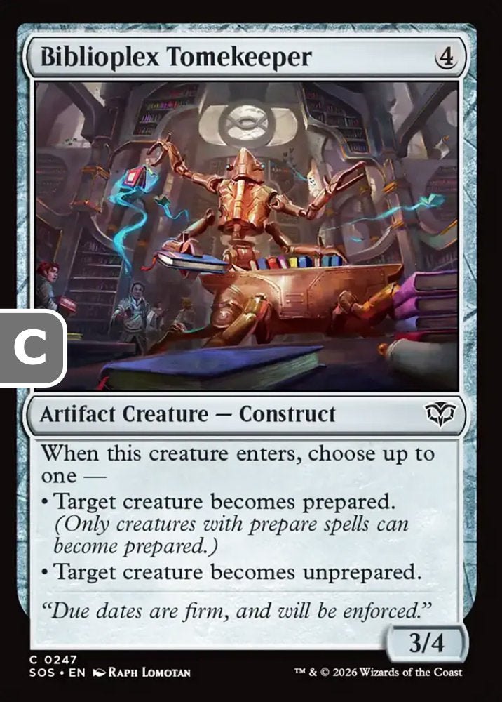 Biblioplex Tomekeeper SOS Artifact Creature  Construct NM