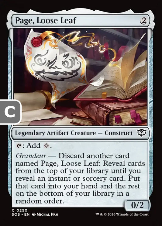 Page, Loose Leaf SOS Legendary Artifact Creature Construct NM