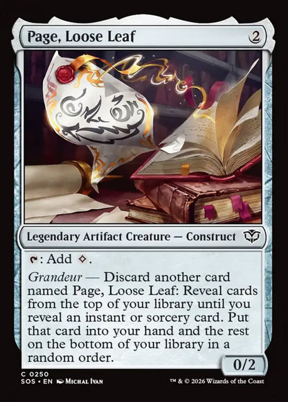 Page, Loose Leaf SOS Legendary Artifact Creature Construct NM
