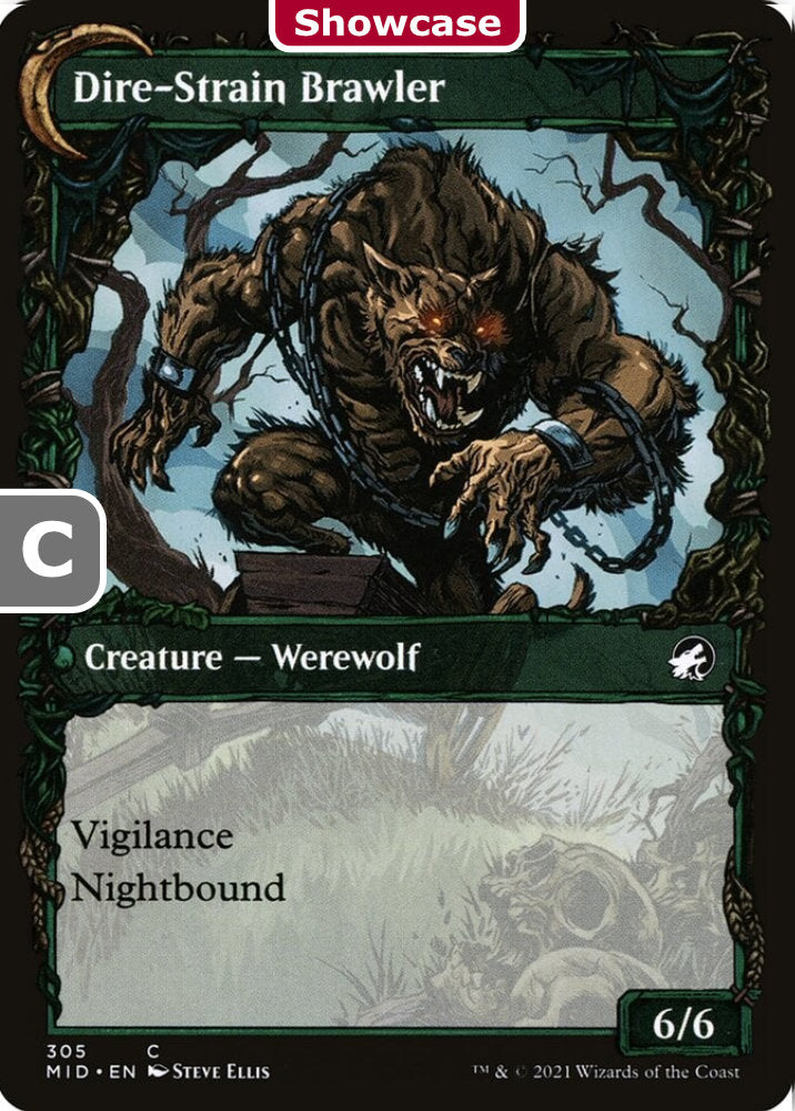 Tireless Hauler/Dire-Strain Brawler MID Creature Human Werewolf/Werewolf NM
