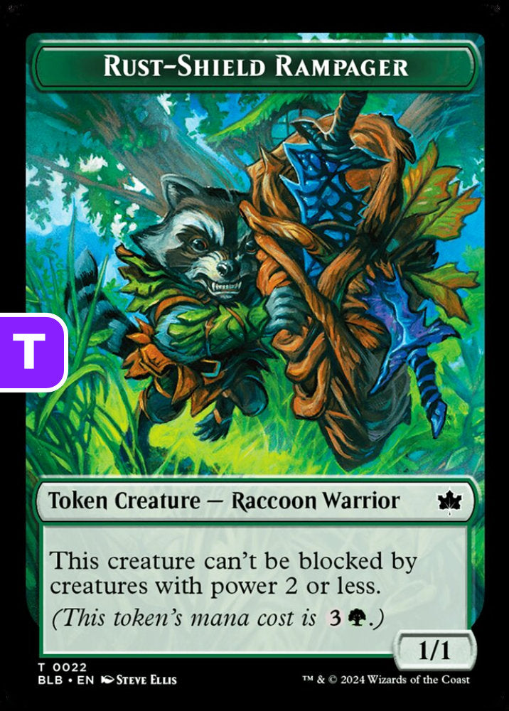 Rust-Shield Rampager BLB Token Creature Raccoon Warrior NM