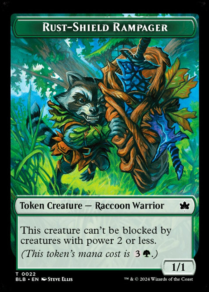 Rust-Shield Rampager BLB Token Creature Raccoon Warrior NM