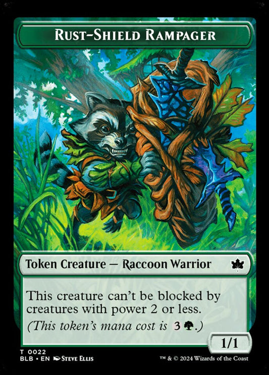 Rust-Shield Rampager BLB Token Creature Raccoon Warrior NM