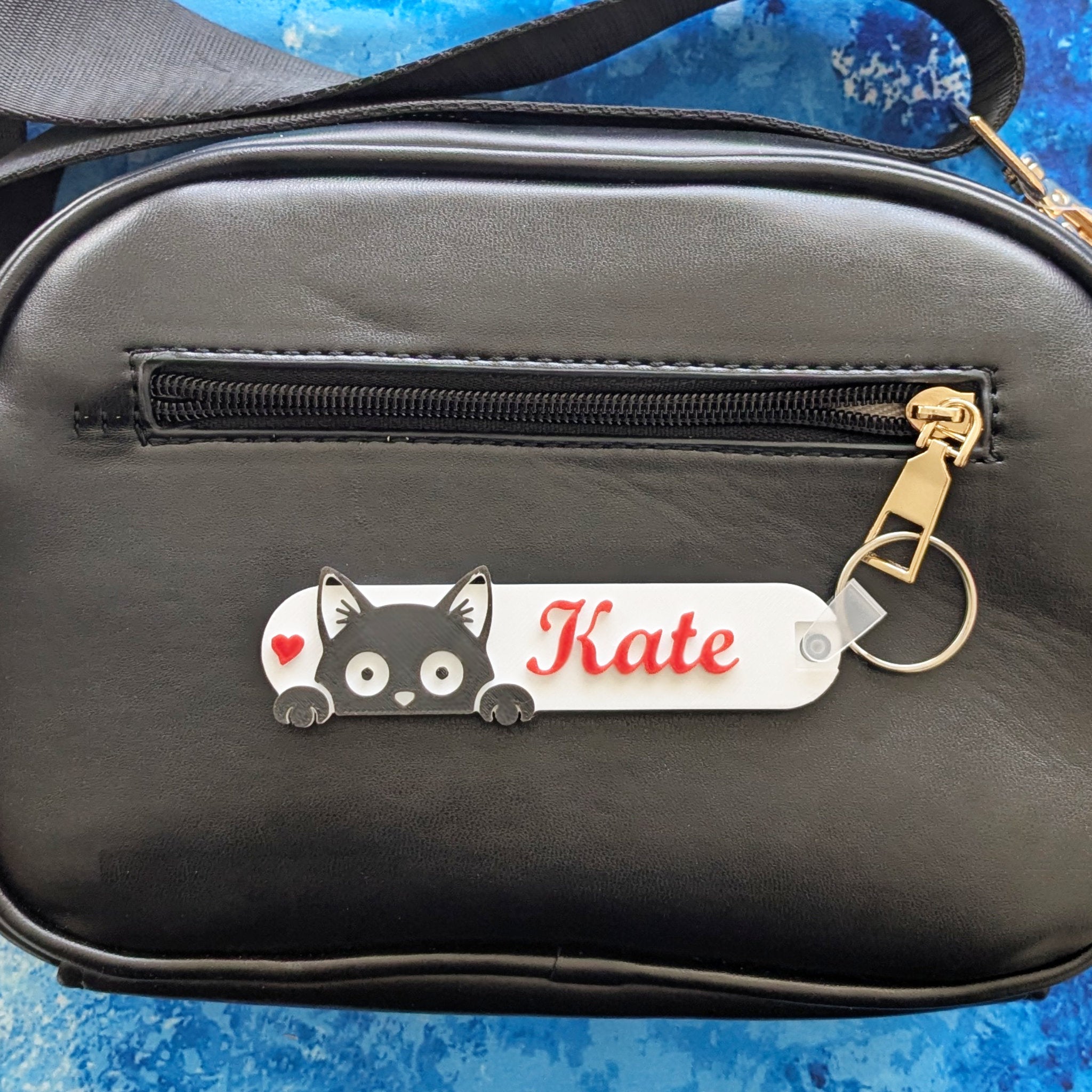 Cat Lover Keychain | Cute Heart Cat Charm — Purple, Gold, Green, Red & Blue