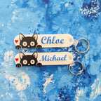 Cat Lover Keychain | Cute Heart Cat Charm — Purple, Gold, Green, Red & Blue
